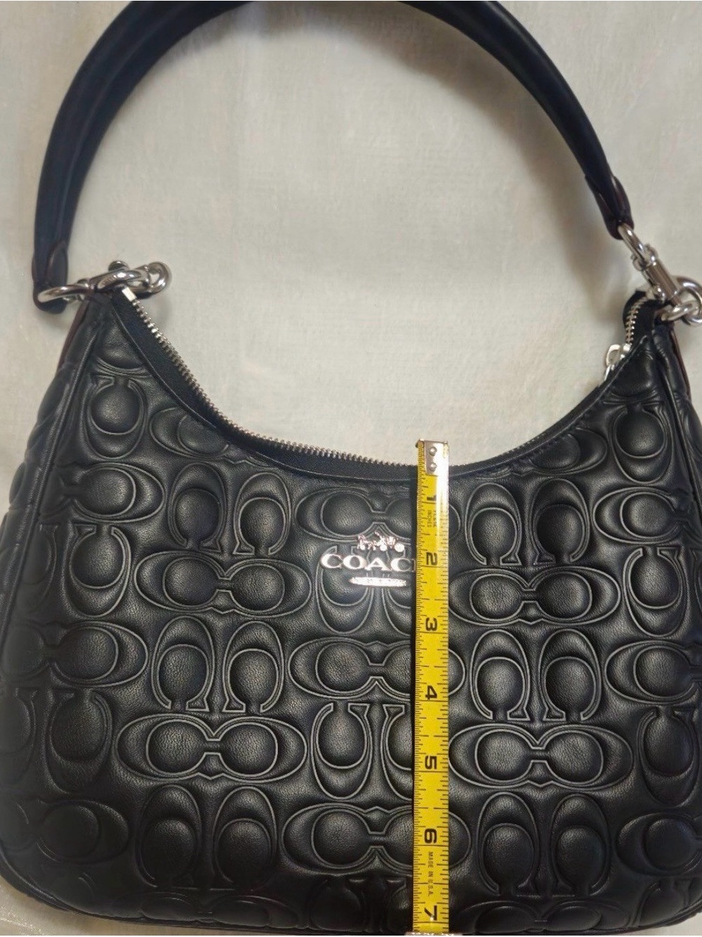 Coach Black Embossed Leather Hobo Bag